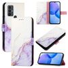 Per TCL 30 SE PT003 Custodia per telefono in pelle con motivo marmorizzato (bianco viola)