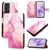 Per TCL 40 SE PT003 Custodia per telefono in pelle con motivo marmorizzato (rosa viola oro)