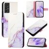 Per TCL 40 SE PT003 Custodia per telefono in pelle con motivo marmorizzato (bianco viola)