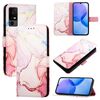 Per TCL 40R 5G PT003 Custodia per telefono in pelle con motivo marmorizzato (oro rosa)
