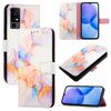 Per TCL 40R 5G PT003 Custodia per telefono in pelle con motivo marmorizzato (Galaxy Marble White)