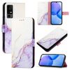 Per TCL 40R 5G PT003 Custodia per telefono in pelle con motivo marmorizzato (bianco viola)