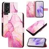 Per TCL 50 SE PT003 Custodia per telefono in pelle con motivo marmorizzato (rosa viola oro)