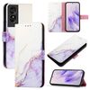 Per TCL 50 SE PT003 Custodia per telefono in pelle con motivo marmorizzato (bianco viola)