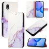 Per TCL 201 PT003 Custodia in pelle con motivo marmo (bianco viola)