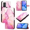 Per TCL 305/306/30 SE AL02 PT003 Custodia per telefono in pelle con motivo marmorizzato (rosa viola oro)