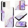 Per TCL 405/406/408 PT003 Custodia per telefono in pelle con motivo marmorizzato (bianco viola)