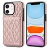 Per iPhone 11 Custodia per telefono con trama rombica e cordino lungo (oro rosa)
