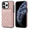 Per iPhone 11 Pro Max Custodia per telefono con trama rombica e cordino lungo (oro rosa)