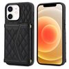 Per iPhone 12/12 Pro Custodia per telefono con trama rombica e cordino lungo (nero)