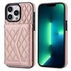Per iPhone 13 Pro Max Custodia per telefono con trama rombica e cordino lungo (oro rosa)
