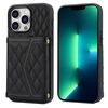 Per iPhone 13 Pro Custodia per telefono con trama rombica e cordino lungo (nero)