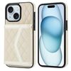 Per iPhone 15 Custodia per telefono con trama rombica e cordino lungo (beige)