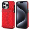 Per iPhone 15 Pro Custodia per telefono con trama rombica e cordino lungo (rosso)