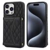 Per iPhone 15 Pro Max Custodia per telefono con trama rombica e cordino lungo (nero)
