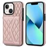 Per iPhone 13 mini Custodia per telefono con trama rombica e cordino lungo (oro rosa)