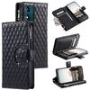 Per Motorola Moto E14 Glitter Lattice Custodia in pelle a portafoglio con cerniera (Nero)