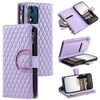Per Motorola Moto E14 Glitter Lattice Custodia a portafoglio in pelle con cerniera (Viola)