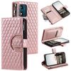 Per Motorola Moto E14 Glitter Lattice Custodia a portafoglio in pelle con cerniera (oro rosa)