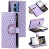 Per Motorola Moto G85 Glitter Lattice Custodia a portafoglio in pelle con cerniera (Viola)