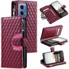 Per Motorola Moto G85 Glitter Lattice Custodia a portafoglio in pelle con cerniera (Vino Rosso)