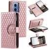Per Motorola Moto G85 Glitter Lattice Custodia a portafoglio in pelle con cerniera (oro rosa)