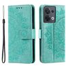 Custodia per telefono in pelle goffrata a fiori Ultra Totem per Motorola Edge 50 con cordino (verde)