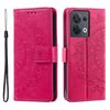Custodia per cellulare in pelle goffrata a fiori Ultra Totem per Motorola Edge 50 con cordino (rosso)