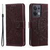 Custodia per cellulare in pelle goffrata a fiori Ultra Totem per Motorola Edge 50 con cordino (marrone)