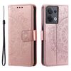 Per Motorola Edge 50 Ultra Custodia in pelle con motivo floreale goffrato Totem con cordino (oro rosa)