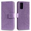 Custodia per telefono in pelle goffrata fiore Totem Fusion per Motorola Edge 50 con cordino (viola)
