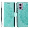 Custodia per telefono in pelle goffrata fiore Totem per Motorola Moto G85 con cordino (verde)