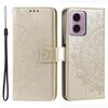 Custodia per telefono in pelle goffrata fiore Totem per Motorola Moto G85 con cordino (oro)