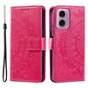 Per Motorola Moto G85 Totem Custodia per cellulare in pelle con fiore goffrato con cordino (rosso)