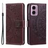 Per Motorola Moto G85 Totem Custodia per cellulare in pelle con fiore goffrato con cordino (marrone)