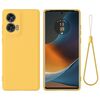 Custodia per telefono a copertura totale antigoccia in silicone liquido tinta unita per Motorola Edge 50 Fusion (gialla)