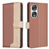Custodia per telefono in pelle antifurto RFID abbinata a colori per Honor 90 5G (marrone)
