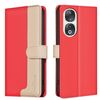 Custodia per telefono in pelle antifurto RFID abbinata a colori per Honor 90 5G (rossa)