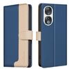 Custodia per telefono in pelle antifurto RFID abbinata a colori per Honor 90 5G (blu)