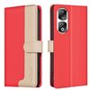 Custodia per telefono in pelle antifurto RFID abbinata a colori per Honor 90 Pro (rossa)