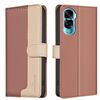 Custodia per telefono in pelle antifurto RFID abbinata a colori per Honor 90 Lite / X50i (marrone)