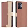 Custodia per telefono in pelle antifurto RFID abbinata a colori per Honor 100 (marrone)