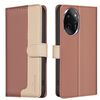Custodia per telefono in pelle antifurto RFID abbinata a colori per Honor 100 Pro (marrone)