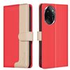 Custodia per telefono in pelle antifurto RFID abbinata a colori per Honor 100 Pro (rossa)