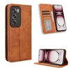 Custodia in pelle con texture retrò e fibbia magnetica globale per OPPO Reno12 5G (marrone)
