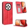 Custodia in pelle con texture retrò e fibbia magnetica per OPPO Reno12 F 5G (rossa)