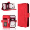 Custodia per telefono in pelle con slot per carte di credito e texture in vitello per OPPO Reno12 5G (rosso)