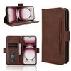 Custodia in pelle con texture di vitello e slot per carte per OPPO Reno12 5G (marrone)