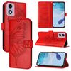 Per Motorola Moto E14 Custodia in pelle con motivo a farfalla in rilievo (rosso)