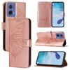 Per Motorola Moto G85 Custodia in pelle con motivo a farfalla in rilievo (oro rosa)